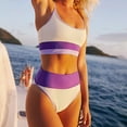 thumbnail image 2 of HAPIMO Women's Bikini Swimsuit Summer Seaside Clothes for Girls Color Block Beachwear Tank Top Bathing Suit Triangle Ribbed Swimwear Sets Savings Purple XL, 2 of 6