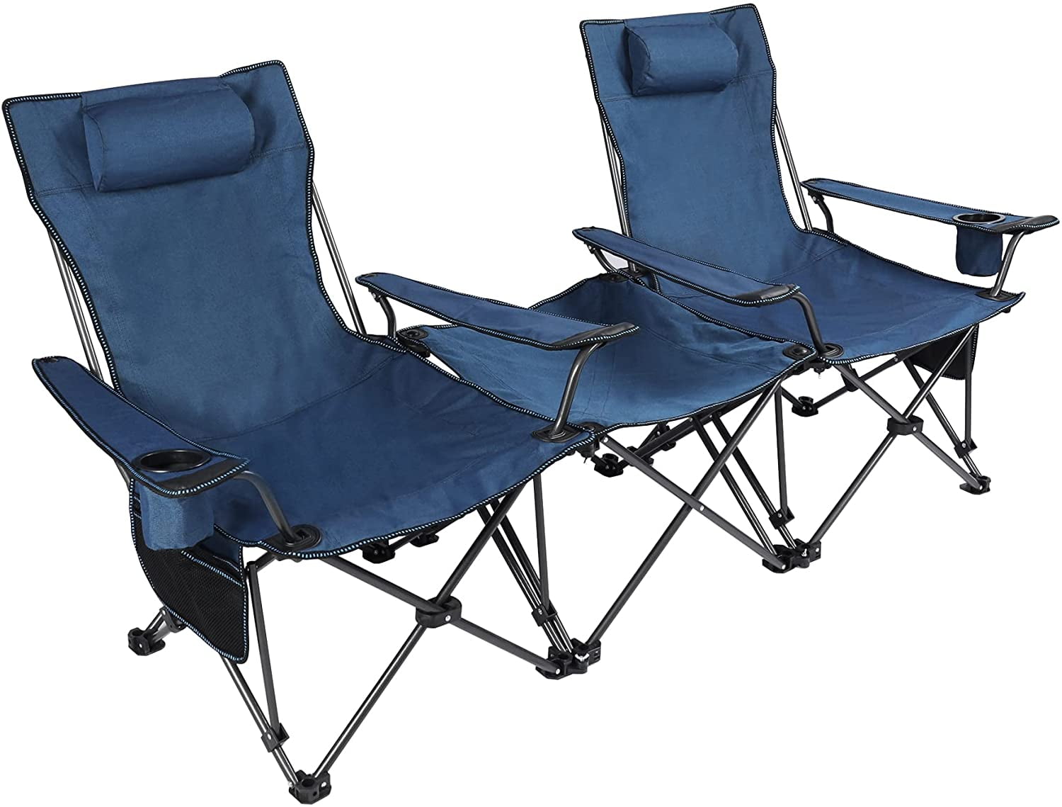 Lineslife Double Folding Camping Chair with Detachable Table, Portable  Reclining Camp Lawn Chairs with Footrest, Camping Loveseat Chair for  Adults, 