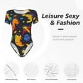 thumbnail image 6 of Naloa Dinosaurs in Space Women's Short-Sleeved Onesie, One-Piece Swimsuit for Parties, dates, clubs - Small, 6 of 9