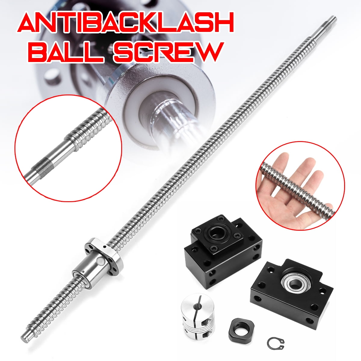 L650mm-C7+BK//BF12 2pcs 6.35*10mm couplers 1set antibacklash ball screw 1605