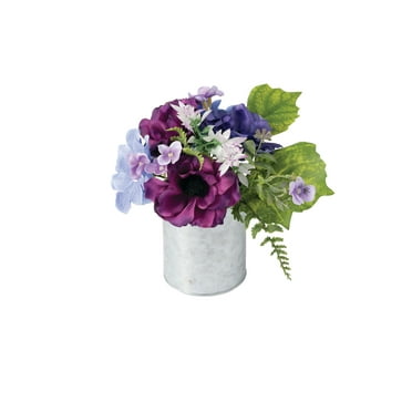 Sullivans Artificial Mixed Floral in Container 8"H Purple