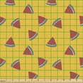 thumbnail image 2 of Ambesonne Watermelon Fabric by the Yard Upholstery, Juicy Fruit Slices Art, 2 Yards, Earth Yellow Grey Teal, 2 of 5