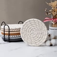 thumbnail image 6 of 8 Pcs Drink Coasters with Holder,8 Colors Absorbent Coasters for Drinks Minimalist Cup Coasters Cotton Coaster Set Woven Coasters for Coffee Table Home Decor Bar Housewarming Gift,4.3 Inch, 6 of 9