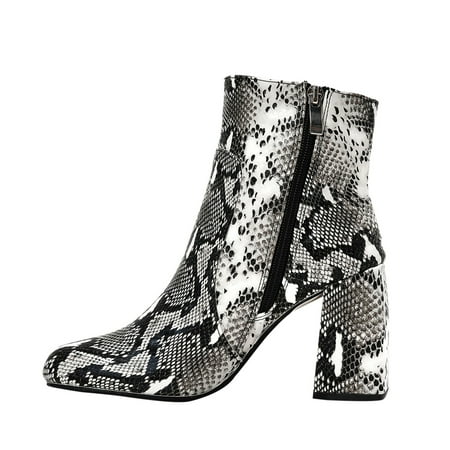 

ZIZOCWA Women S Office Shoes Booties Women Boots Medium Heel Women Ankle Boots Autumn And Winter Fashion British Style Comfortable Square Toe Heel Zipper Fall Short Boots For Women
