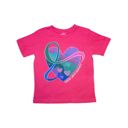 

Inktastic Thyroid Cancer Awareness Pink Teal Blue Ribbon Around Heart Gift Toddler Boy or Toddler Girl T-Shirt