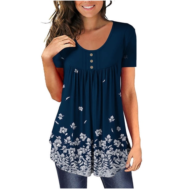 Camiseta de mujer Camisetas de manga corta con cuello redondo Camiseta con estampado floral Tops Blusa Regalo para mujer Pompotops hfajkhk132838