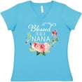 thumbnail image 3 of Inktastic Blessed to Be a Nana with Flowers Women's V-Neck T-Shirt, 3 of 5