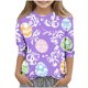 thumbnail image 2 of Blusas y camisas de cuello redondo y manga larga para niños, blusas/camisas de poliéster con estampado de corazones, mangas 3/4 y cuello redondo, elegantes e informales., 2 of 5
