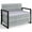 Grey, variant on Costway Patio Storage Bench Wicker Loveseat with Built-in Storage & Long Seat Cushion Brown