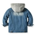 thumbnail image 5 of Gyujnb Kids Denim Jacket, Hooded Faux Two Piece Design Coat, Stylish Casual Winter Outerwear for Boys and Girls,8-9 Years, 5 of 9