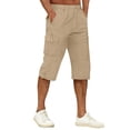 thumbnail image 2 of Below The Knee Shorts for Men Multi-Pockets Bermuda Cargo Shorts Baggy Casual Elastic Waist Hiking Pants, 2XL, 2 of 7