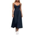 thumbnail image 5 of Plus Size Fashion Women Summer Dresses 2026 Casual Solid Color Loose Sleeveless V-neck Double Pocket Dress S-2XL, 5 of 9