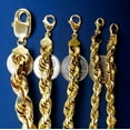 thumbnail image 5 of 14K Yellow Gold Solid Rope Chain Necklace Diamond Cut Real Men Women Jewelry 6.8g | 1.5mm | 28 Inches | MADE IN ITALY, 5 of 12