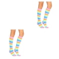 thumbnail image 1 of Sonducket 1 par de calcetines a rayas hasta la rodilla transpirabilidad calcetín fácil de combinar calcetín botas medias para disfraz de fiesta arcoiris rosa 2piezas Sonducket CBP288833, 1 of 6