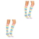 thumbnail image 3 of Sonducket 1 par de calcetines a rayas hasta la rodilla de arcoíris, transpirabilidad, calcetín cómodo único, botas, medias para disfraz de Type7 NO7, 3 of 6
