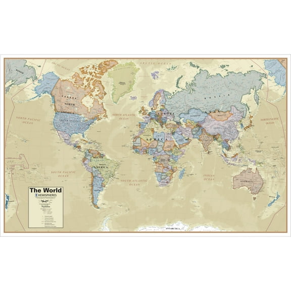 Round World Products - Boardroom Series World/USA Wall Maps