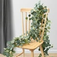 thumbnail image 3 of Pekkaxy 5.9ft Artificial Eucalyptus Garland Faux Eucalyptus Garland Plant Greenery Garland Spring Garland Vines with White Flowers Berries Table Runner for Wedding Arch Home Party Mantle Wall Decor, 3 of 6