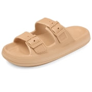 VONMAY Unisex Slides Sandals Thick Sole Pillow Sandals with Adjustable Double Buckle