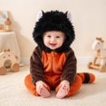 thumbnail image 2 of CUZIBR Newborn Halloween Costumes Boy Girl Fuzzy Onesie Animal Romper Jumpsuit Hooded Zip Up Long Sleeve Soft Cosplay Party Clothes,Orange,6-9 Months, 2 of 8