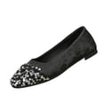 thumbnail image 2 of Women's Rhinestone Flats Elegant Glitter Ballet Flats Dress Pearl Wedding Shoes Pointed Toe Slip On Loafers for Women, 40, 2 of 9
