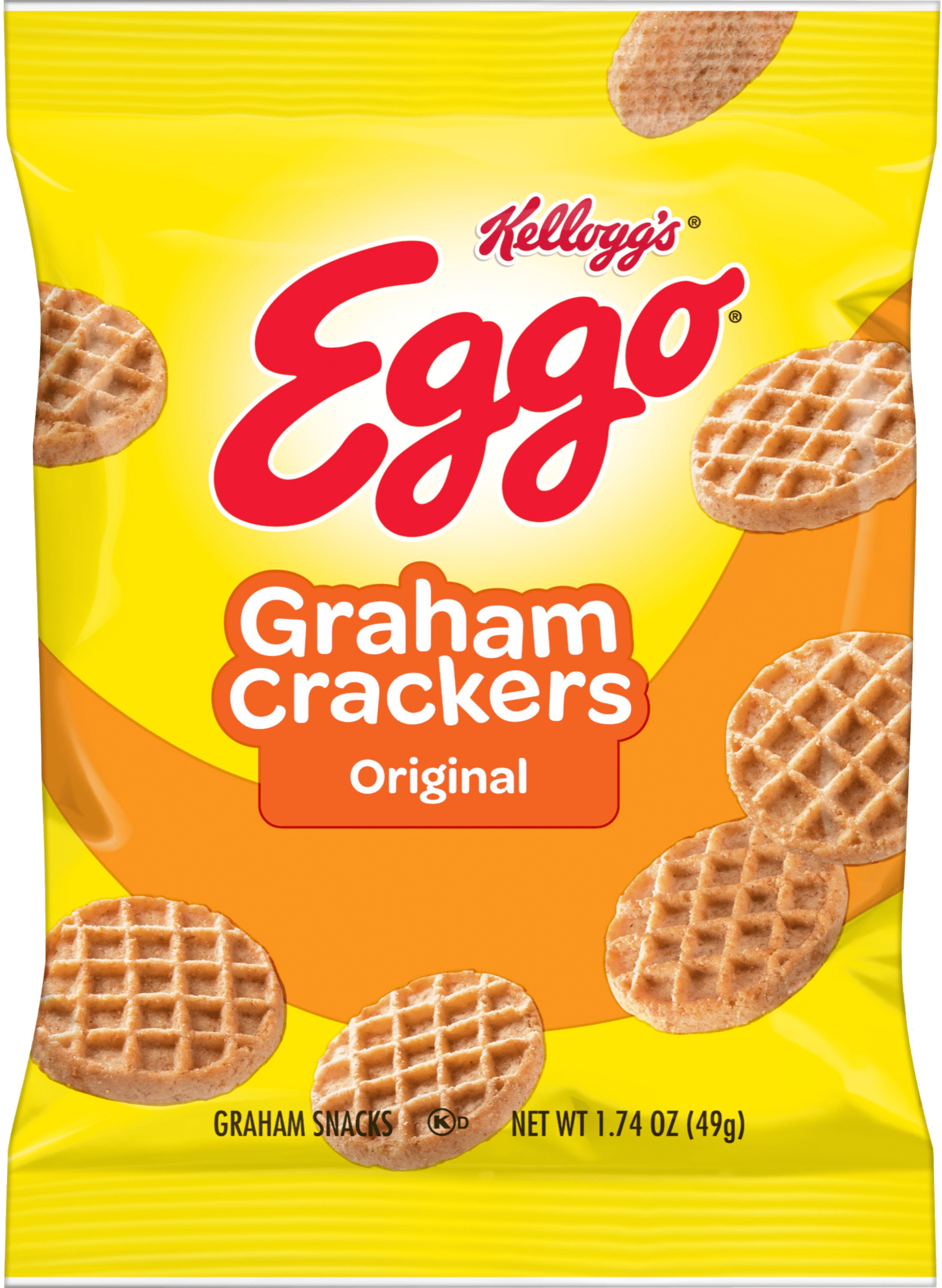 Kellogg's Eggo Original Graham Crackers, 1.74 oz (Pack of 4) with By The Cup Bag Clip