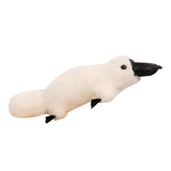 White Duckbill Platypus Plush Stuffed Toy Cotton Material 11.8X5.9X3.9 Inch Size Australian Animal Doll For Kids Children Gift Educational Companion Novelty White