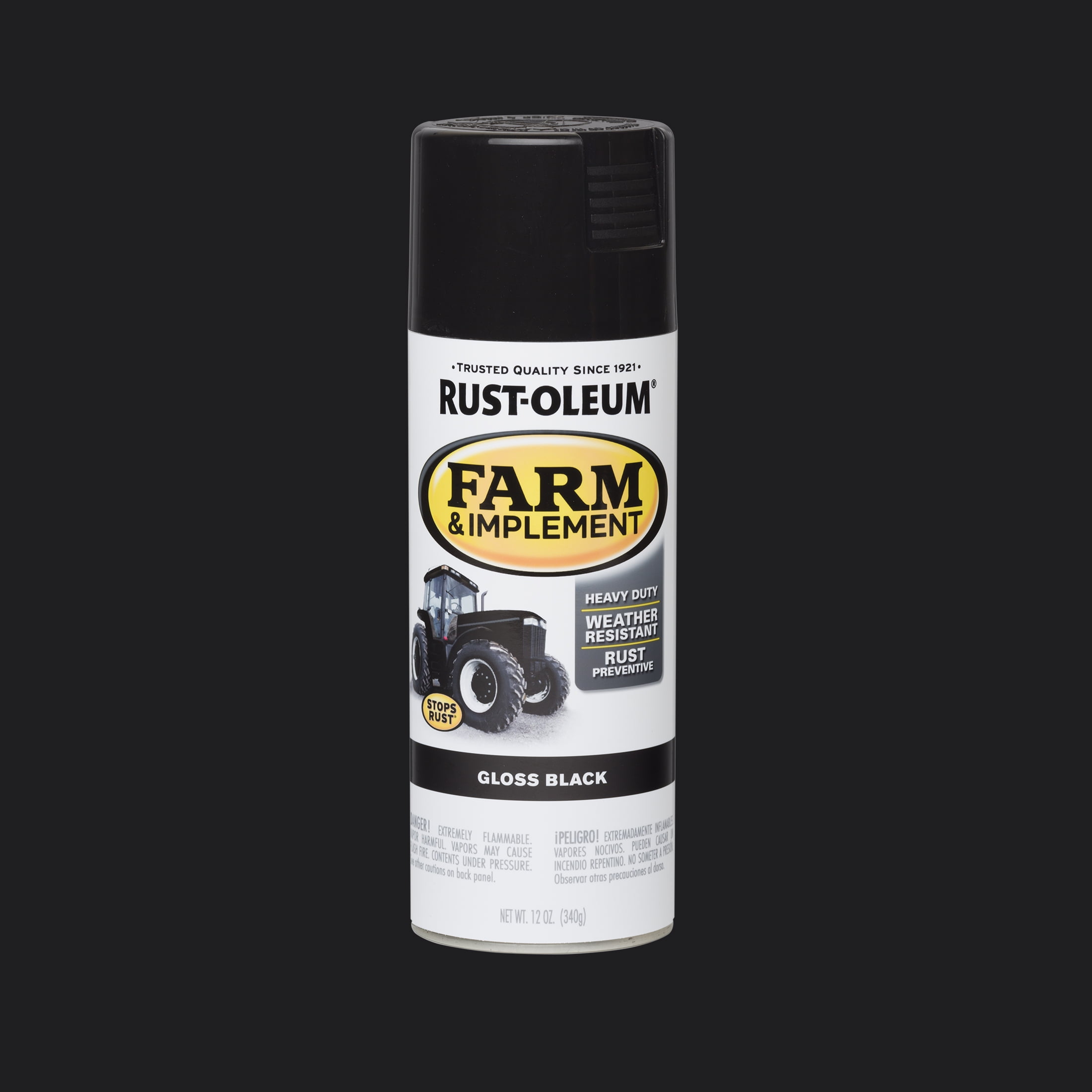 (2 pack) Black, Rust-Oleum Specialty Farm & Implement Gloss Spray Paint-280123, 12 oz