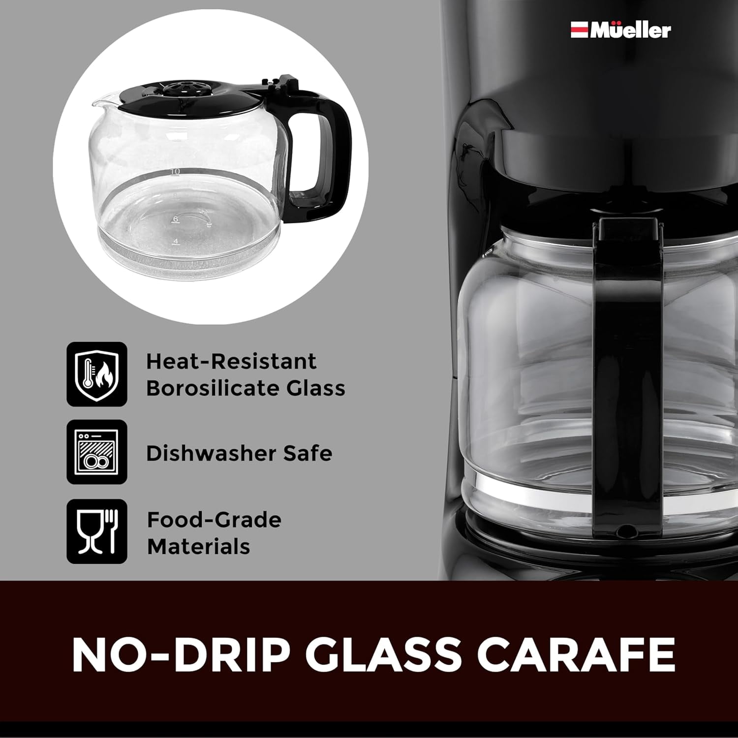 12-Cup Drip Coffee Maker - Borosilicate Carafe, Auto-Off, Reusable Filter, Anti-Drip, Keep-Warm Function, Clear Water Level Window Coffee Machine, Kitchen Essentials & Accessories