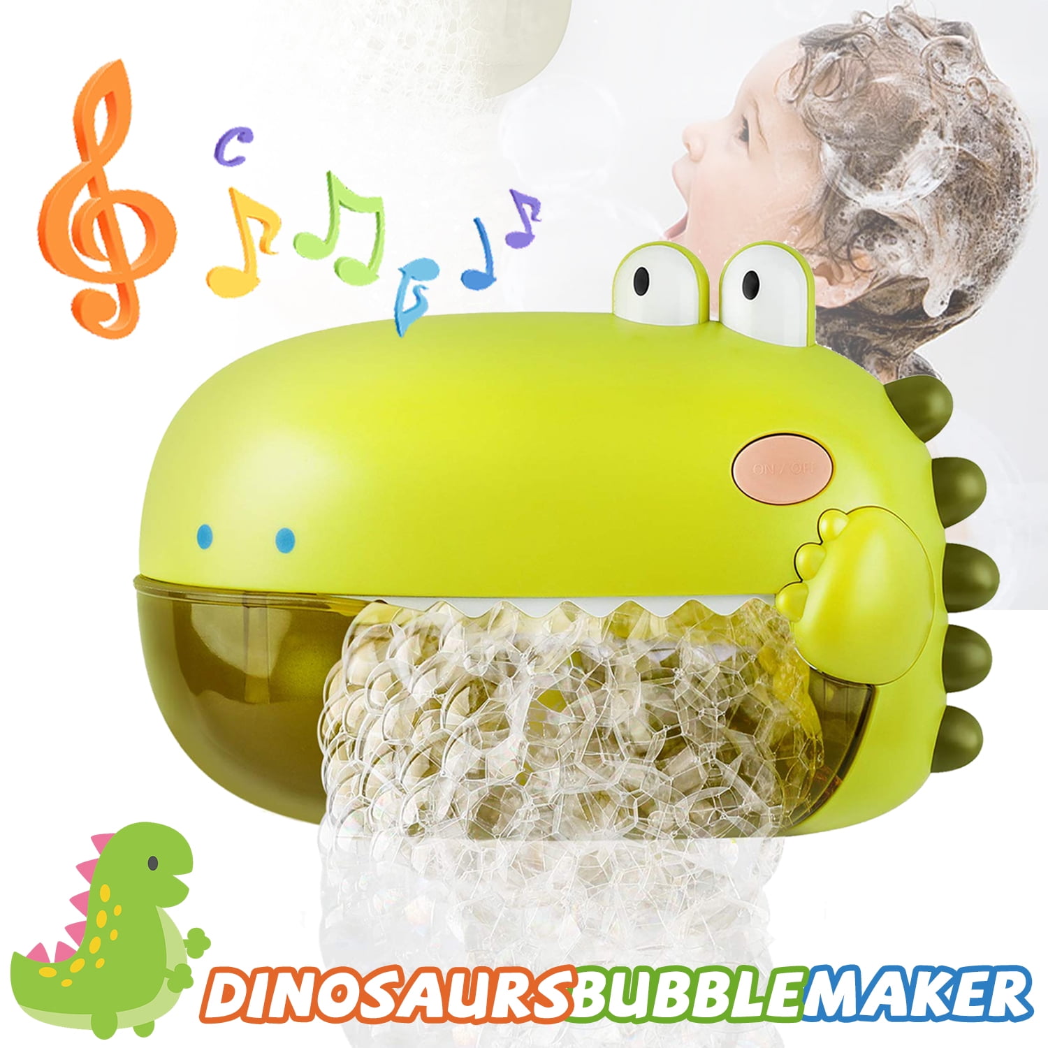 Toddler Baby Bath Toy Bubble Maker, Dinosaur Bathtub Bubble Machine Toy
