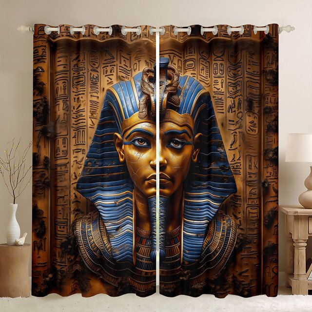 Erosebridal Rideaux Pharaon Égyptien Lot de 2 (52x84), Égypte Ancienne Rideaux Occultants 30 %-50 % Ensemble de 2