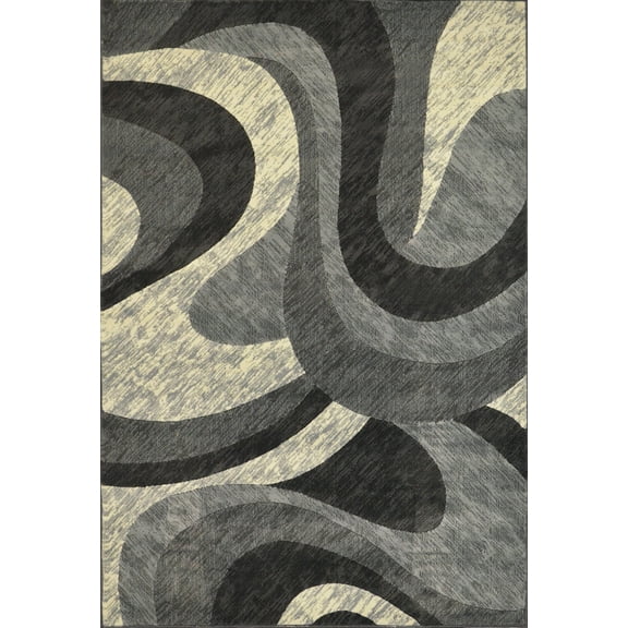 PowerSellerUSA Catalina Collection Contemporary Modern Abstract Area Rug 8' x 11' in Gray with Multi-Color Olefin Carpet, Soft Durable Fade-Resistant  Floor Rug for Living Room Bedroom