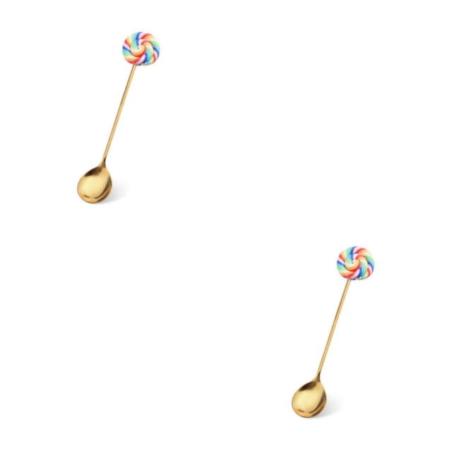 Inteprter Vajilla de Hotel para el hogar Adorable de dibujos animados, vajilla portátil reutilizable de acero inoxidable, cubiertos para Cuchara De Caramelo Arcoiris 2piezas