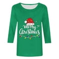 thumbnail image 4 of Oplxuo Womens Christmas Lights V Neck Shirt Funny Xmas Letter Printed Graphic 3/4 Sleeve Tee Winter Holiday Family Matching Tops, 4 of 4