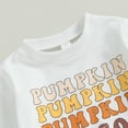 thumbnail image 4 of Okbabeha Toddler Girl Winter Clothes Baby Halloween Outfit Letter Crewneck Sweatshirt Pumpkin Flare Pants Fall Outfits, 4 of 7