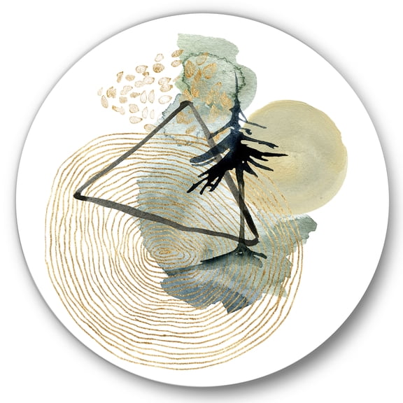 Designart 'Abstract Landscape Of Mountains Tree and Moon' Mid-Century Modern Circle Metal Wall Art 36x36 - Disc of 36