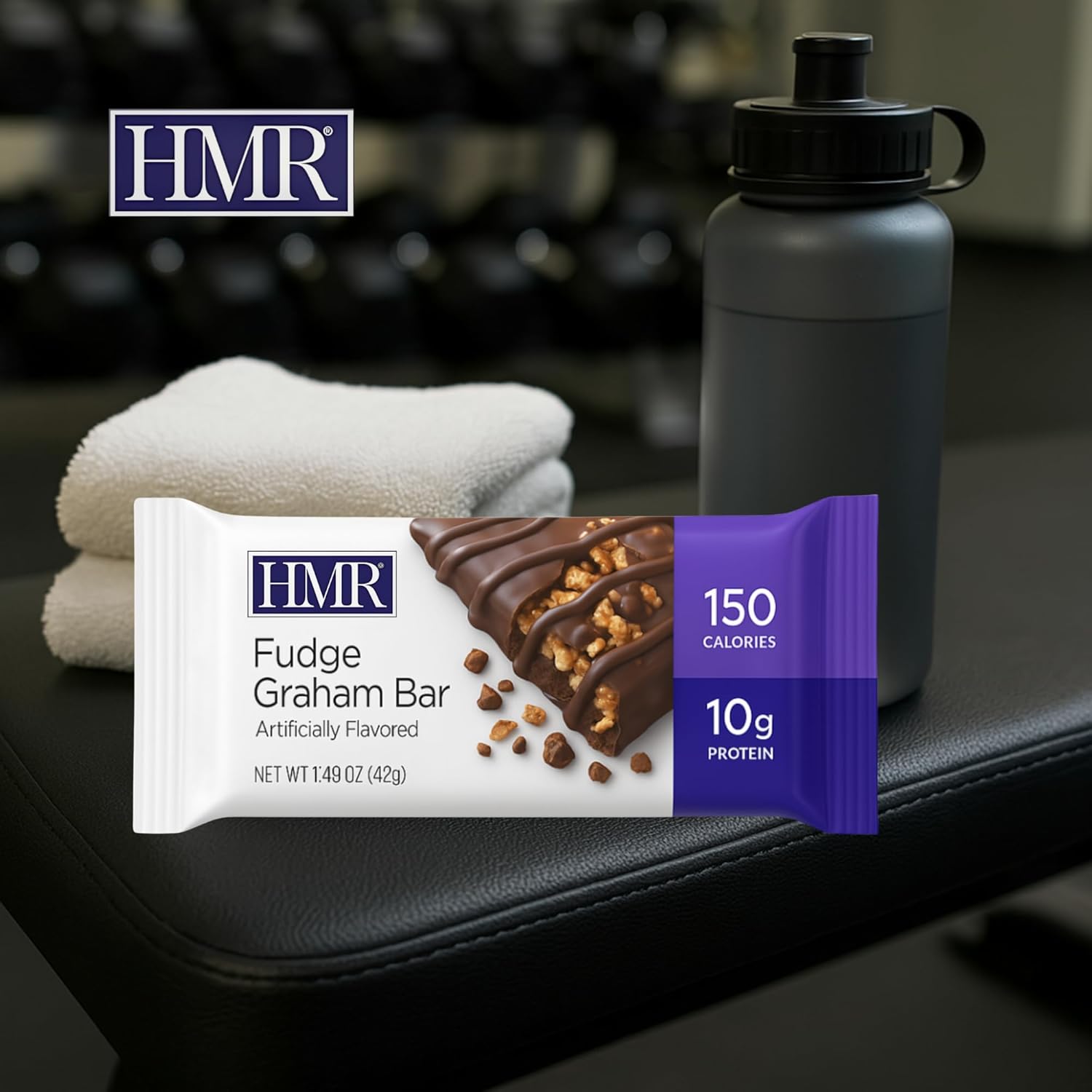 HMR Fudge Graham Protein Bar | Nutritious Snack to Support Weight Maintenance | Low Calorie Dessert | 10g of Protein | 24 Count