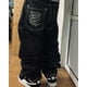 thumbnail image 3 of Pantalones vaqueros holgados de estilo urbano Wexwear de 3PM, estilo vintage, lavados, azules, estilo Y2K, estilo Harajuku, punk, rectos, informales, góticos, anchos, 3 of 5