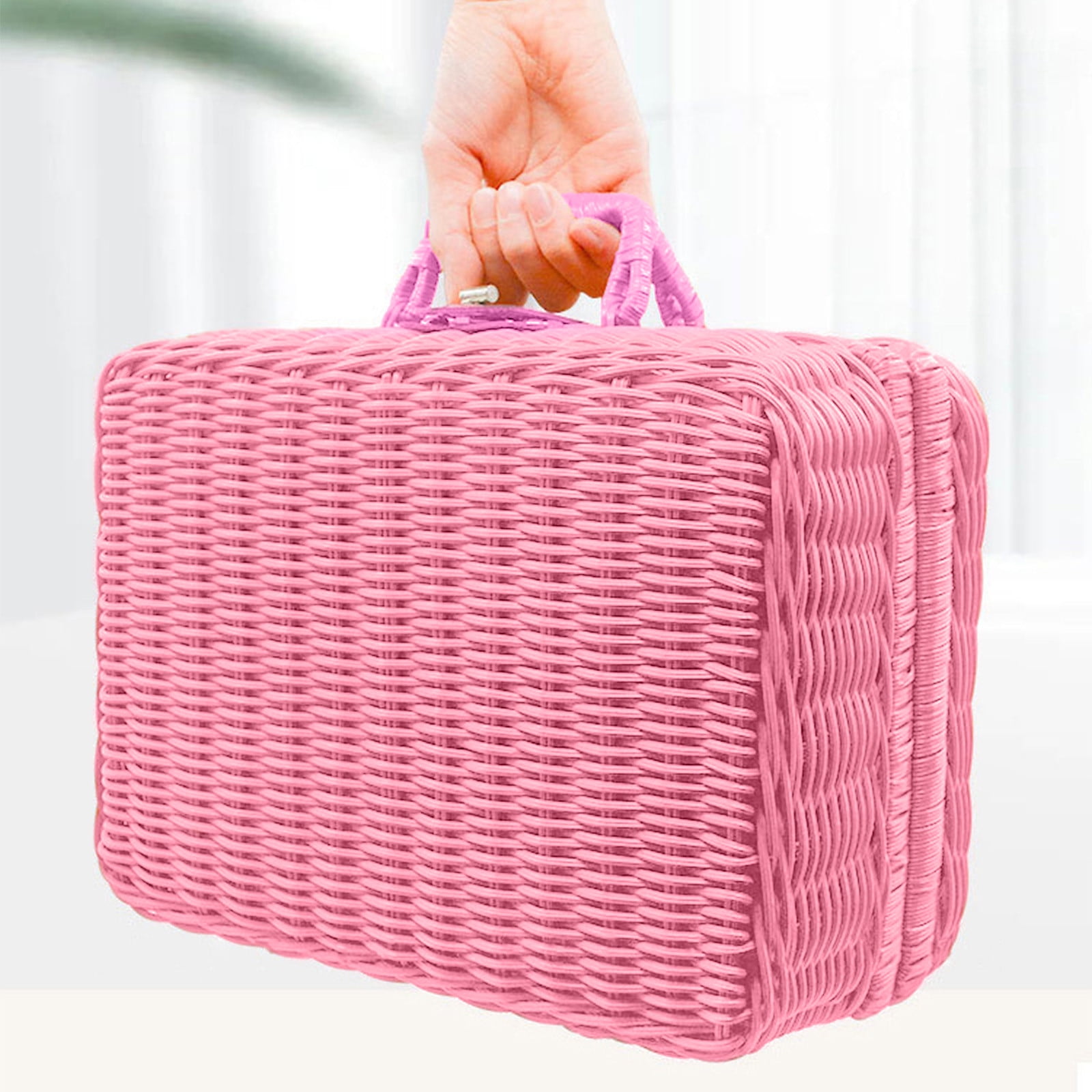 SPORYYO Retro Portable Imitation Rattan Storage Box - Wedding Photography Decoration, Photo Souvenir Organizer