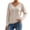 Beige, variant on Women's V-Neck Chevron Eyelet Knit Sweaters Long Sleeve Loose Casual Pullover Top