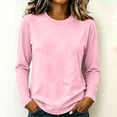 thumbnail image 2 of AherBiu Fall Casual Tops for Women Cotton Tshirt Crewneck Long Sleeve Comfy Fitted Basic Layer Tees Undershirt(Large,Pink), 2 of 7