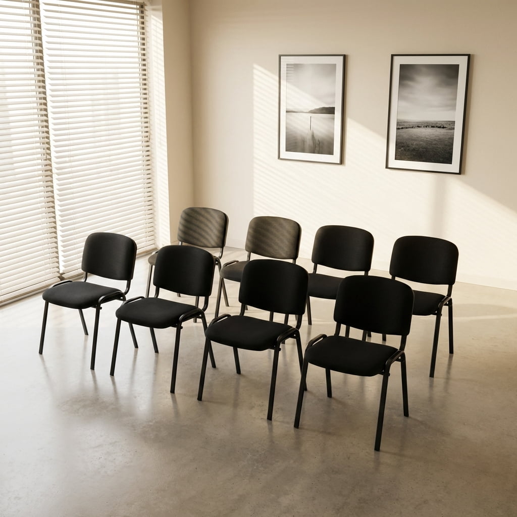 Guyou Black Stackable Conference Room Chairs Set of 5, Armless Mesh Reception Chair, Ergonomic Office Chair with Back, Visitor Chairs for Conference Room Training Room Waiting Room School