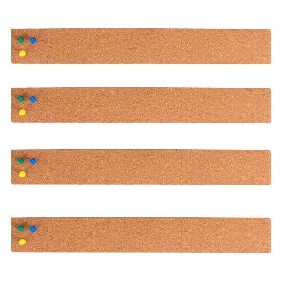 4 Pcs Cork Strips Thick Board Natural Frameless Oak Office