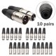 thumbnail image 3 of 10 pares XLR 3 pines hembra MIC Jack Plug Audio Micrófono Cable Conector Negro, 3 of 8