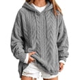 thumbnail image 2 of Zysthvn Casual Womens Long Sleeve Hoodies Winter Drawstring Pullover Fleece Sweatshirts Women with Pockets Loose Fit Lightweight Solid Tops, 2 of 10