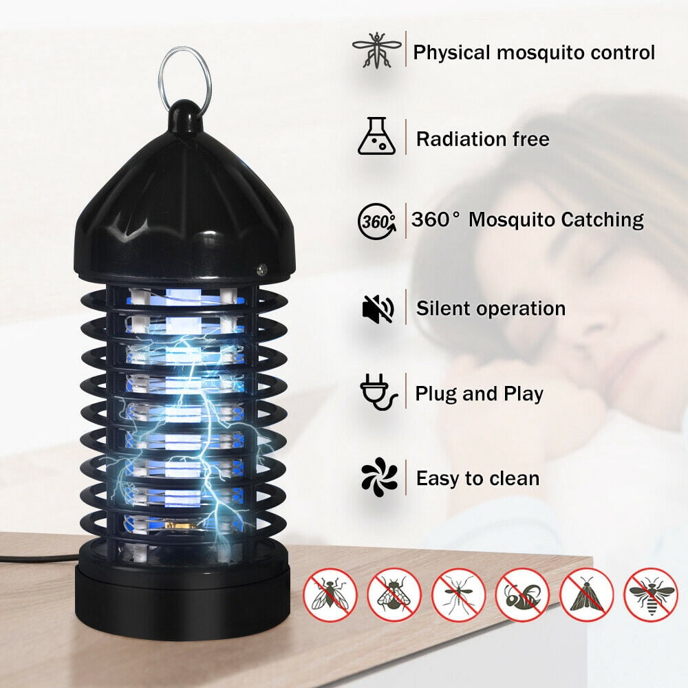 TIANLAIMEI Indoor & Outdoor 320 sq ft Electronic Bug Zapper, Black, 2 Count