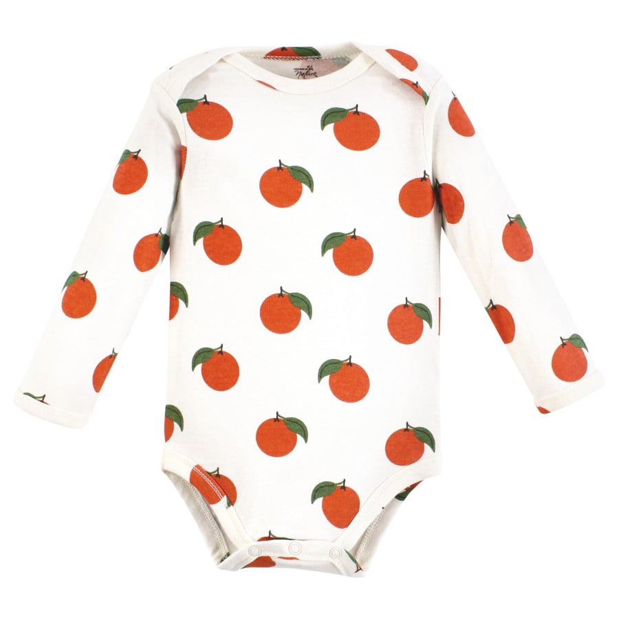 Touched by Nature Organic Cotton Long-Sleeve Bodysuits, Fruits And Veggies, 6-9 Months