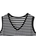 thumbnail image 5 of Njagoc3 Women Black White Striped Tank Top Casual Sleeveless Curved Hem Top, 5 of 5