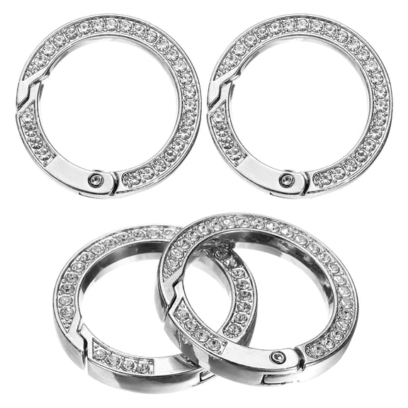 Uxcell 4 Pcs Spring Snap Clip 1.3 Inch Rhinestone Bling Buckle for Keychains Bags Purse Handbags Hanging Crafts DIY Accessories Decorations, Silver