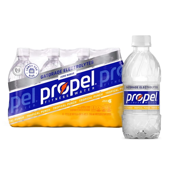 Propel Electrolyte Enhanced Water Sports Drink Tropical Punch, 12 fl oz, 8 Count Bottles