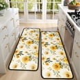 thumbnail image 4 of Kitchen Rugs Sets Of 2,Beige Yellow Flower Pattern Anti Fatigue Kitchen Mat Rugs Non Slip Washable,Decorative Kitchen Floor Mats for Kitchen,Sink,Laundry,17"x47"+17"x47", 4 of 5